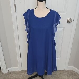 Umgee Blue Ruffled Dress Relaxed Fit